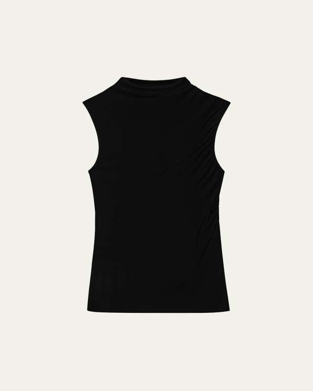 Subtle Draped Mock-Neck Top
